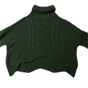 High neck emerald green crop sweater